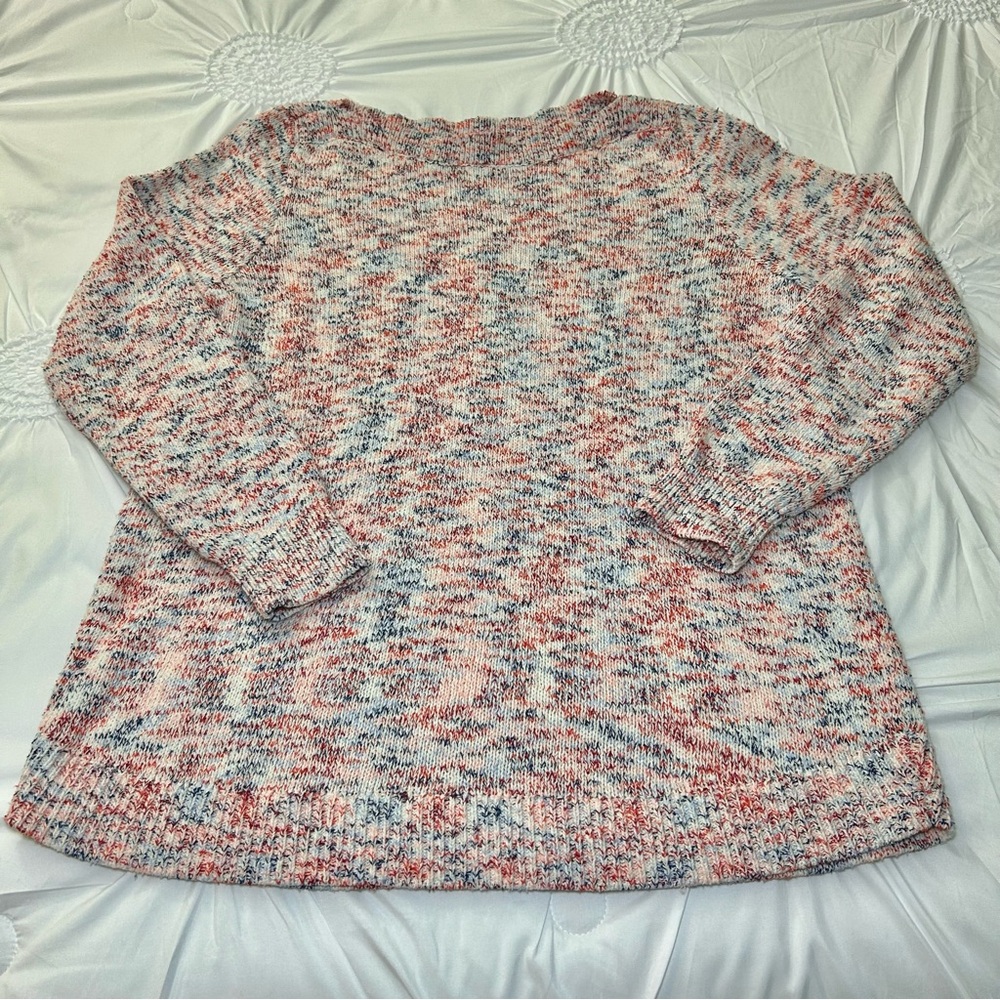 Ann Taylor Loft Cotton Blend Boat Neck Long Length Speckle Sweater Size XL